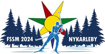 A person on skis with a stick and a star

Description automatically generated